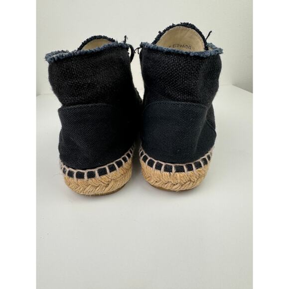 CHANEL Womens Black Canvas High Top Lace Up Espadrille Sneakers Sz EU 37 US 6.5 - Picture 7 of 13